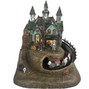 Spooky Hollow Haunted Station LED Lighted Moving Train Halloween Village 10 Inch